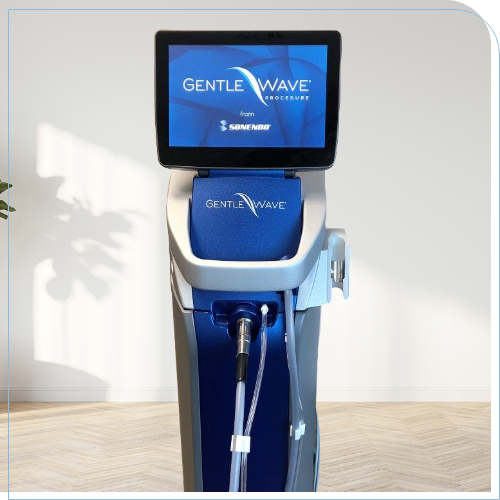 Technological device labeled Gentle Wave with an attached screen saying Gentle Wave Sonedo