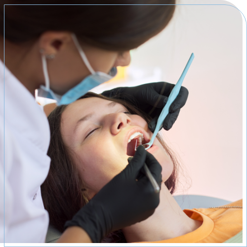 Woman receiving a dental exam